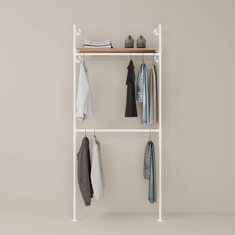 KIM DOUBLE 1 OAK – 1 étagère en haut | blanc