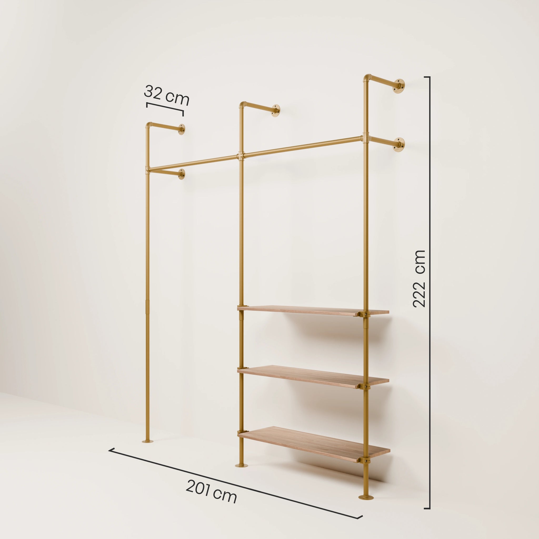 KIM 2 OAK – 3 Regalböden | Gold