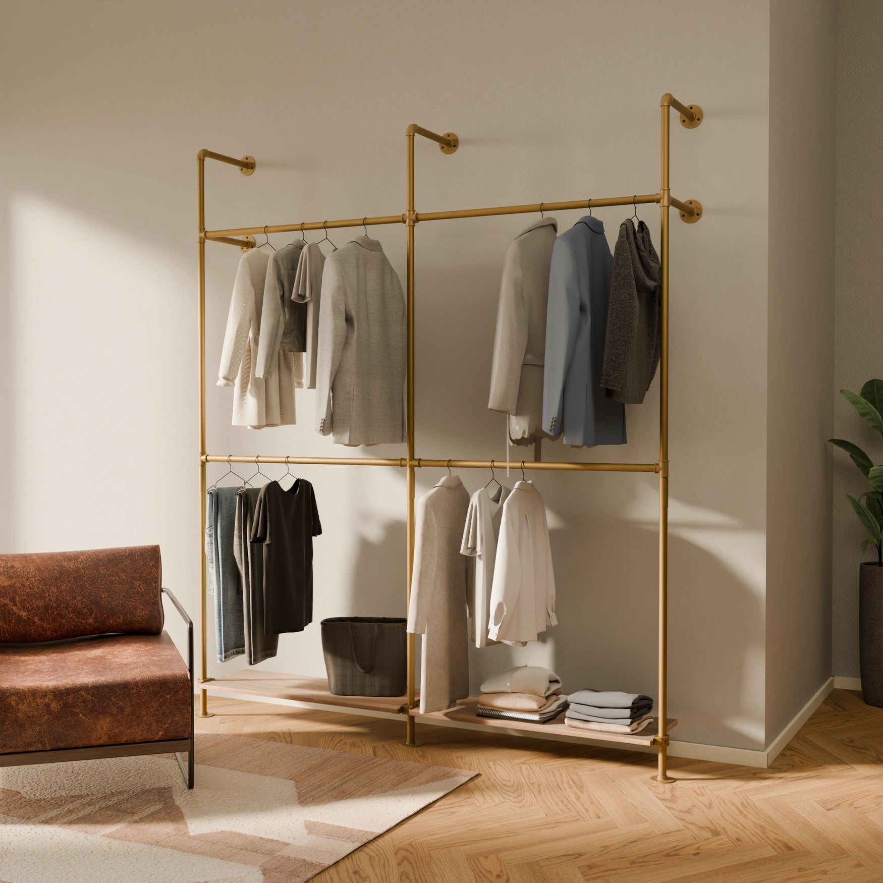 KIM DOUBLE 2 OAK – 2 Regalböden unten | Gold