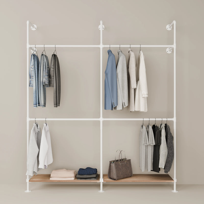 KIM DOUBLE 2 OAK – 2 étagères en bas | blanc