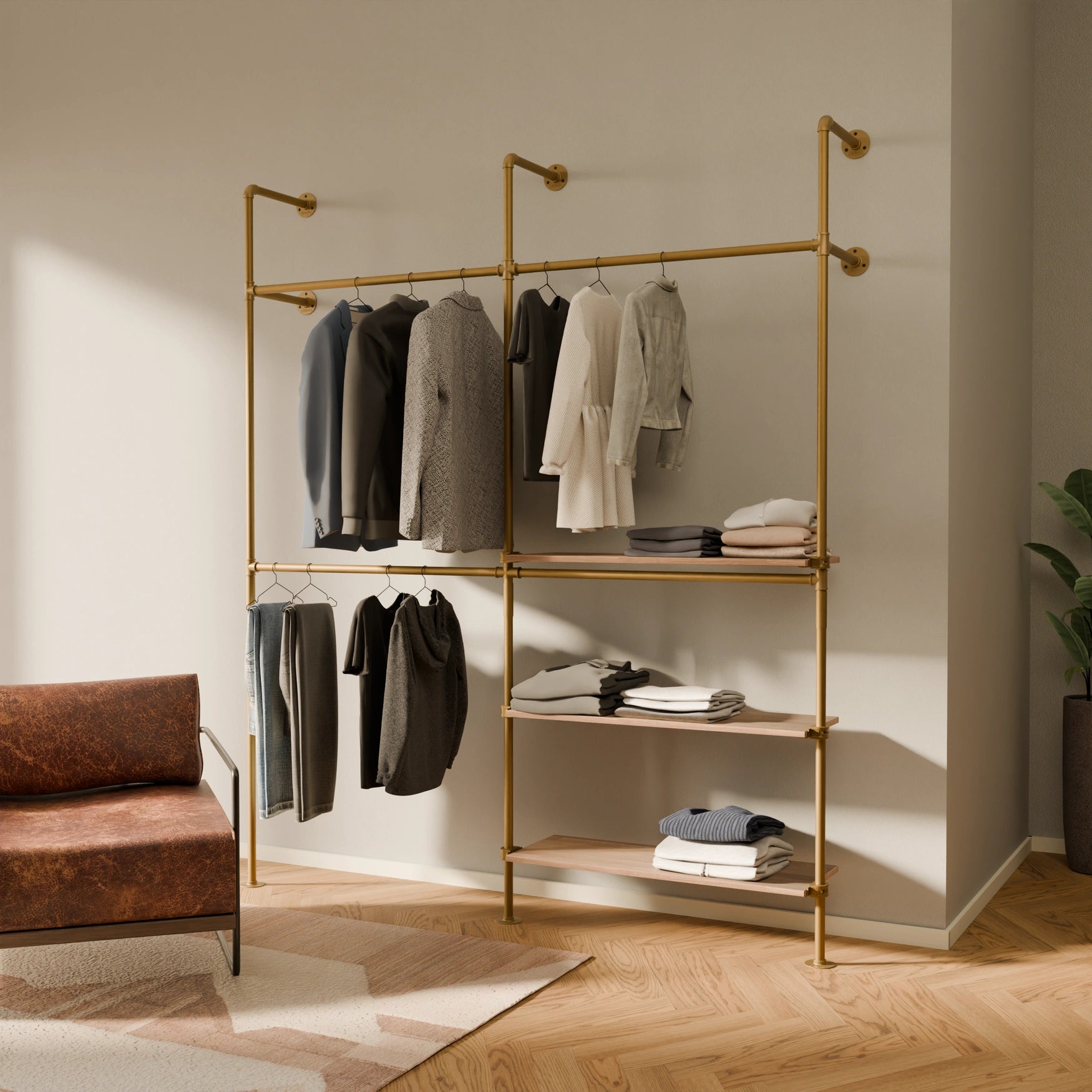 KIM DOUBLE 2 OAK – 3 Regalböden | Gold