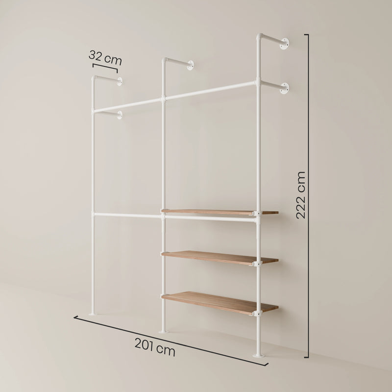 KIM DOUBLE 2 OAK – 3 étagères | blanc