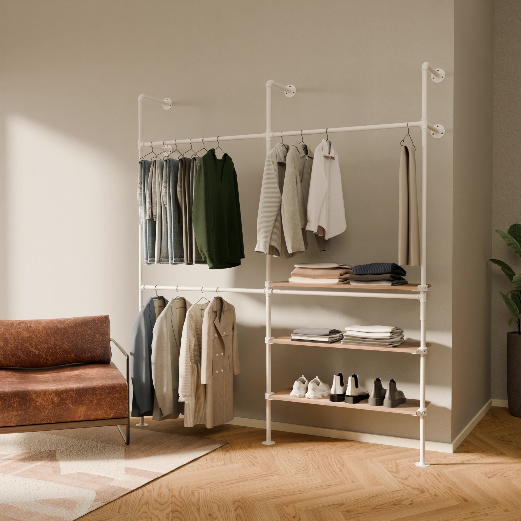 KIM DOUBLE 2 OAK – 3 Regalböden | Weiß