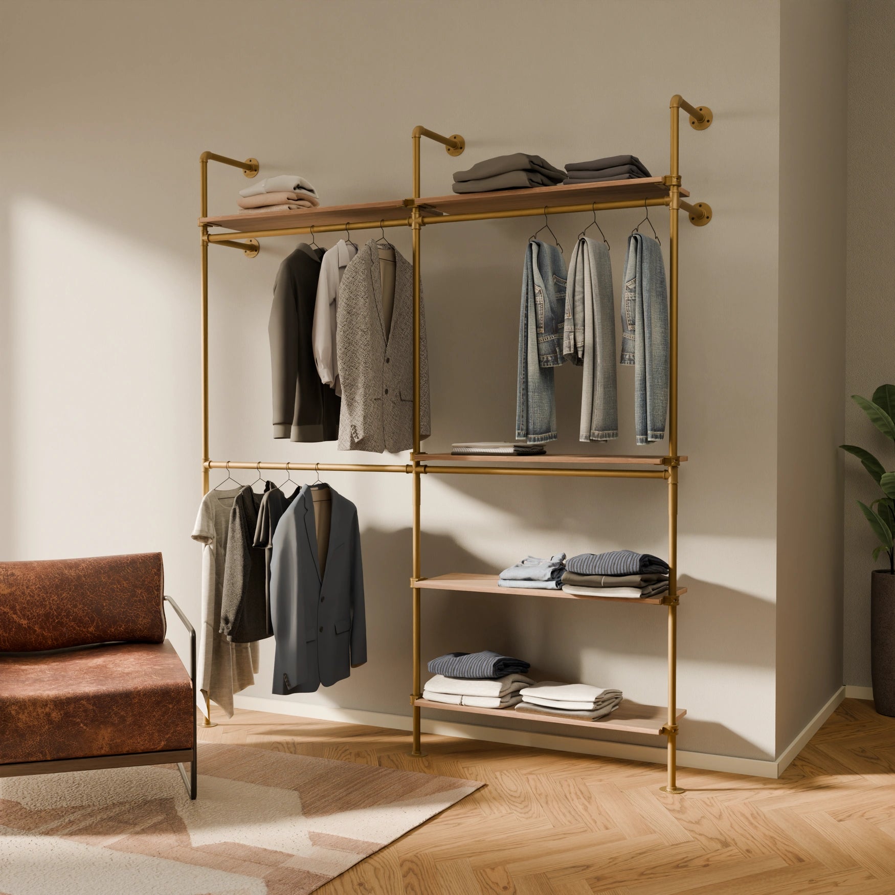 KIM DOUBLE 2 OAK – 5 étagères | or