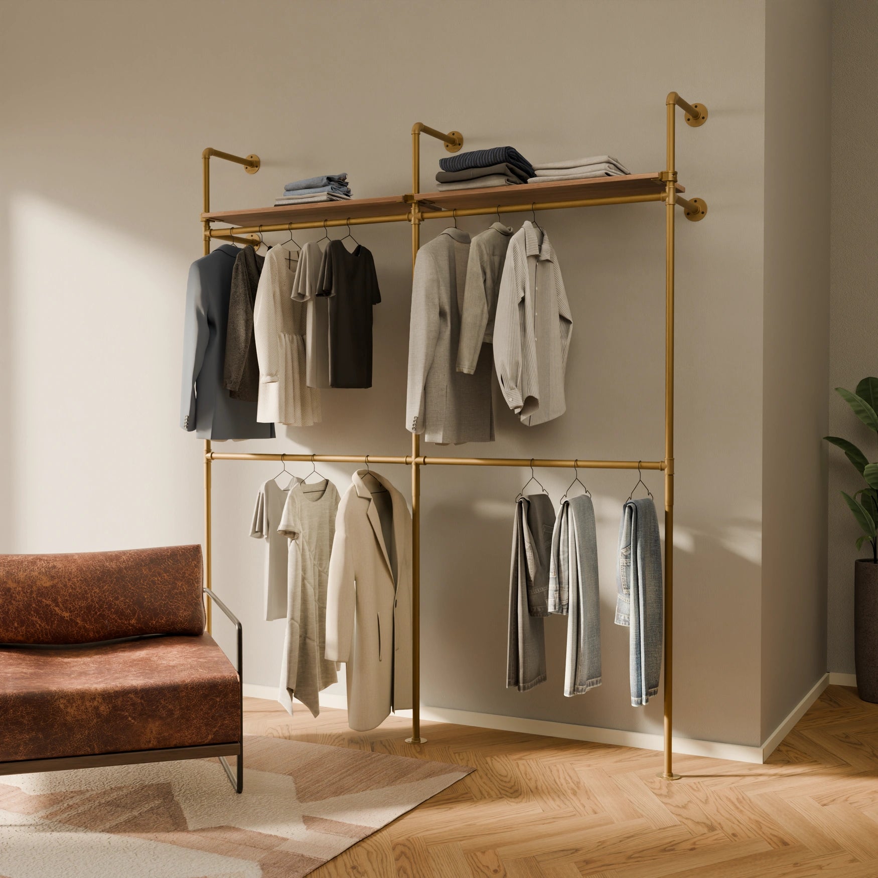 KIM DOUBLE 2 OAK – 2 Regalböden oben | Gold