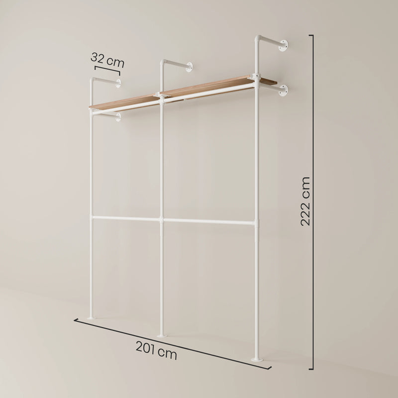 KIM DOUBLE 2 OAK – 2 étagères en haut | blanc