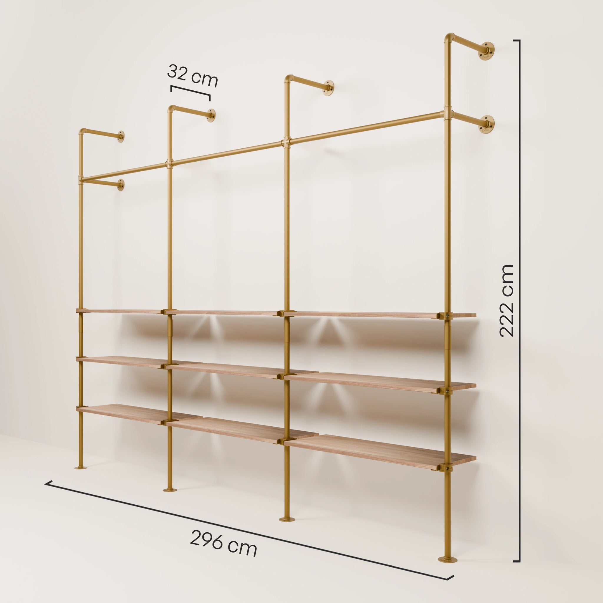 KIM 3 OAK – 9 shelves | gold