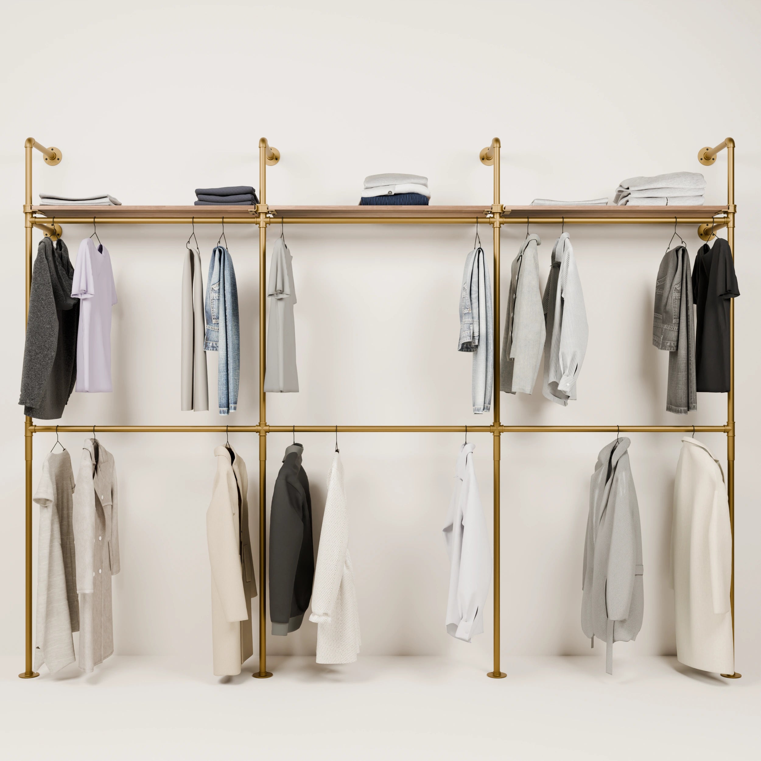 KIM DOUBLE 3 OAK – 3 Regalböden oben | Gold