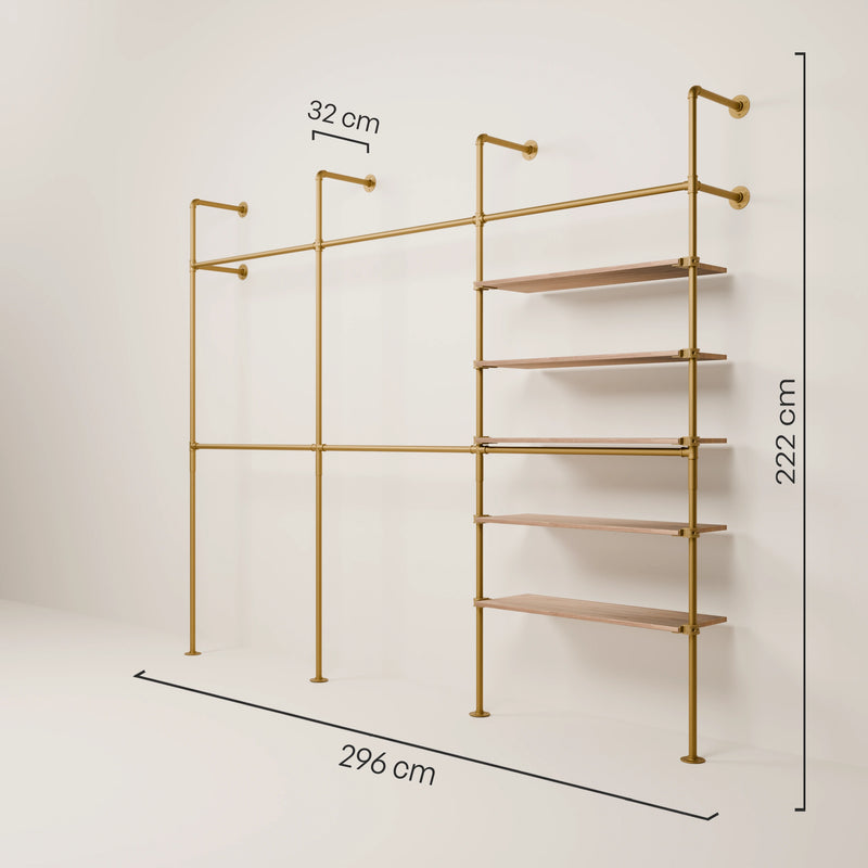 KIM DOUBLE 3 OAK – 5 Regalböden | Gold