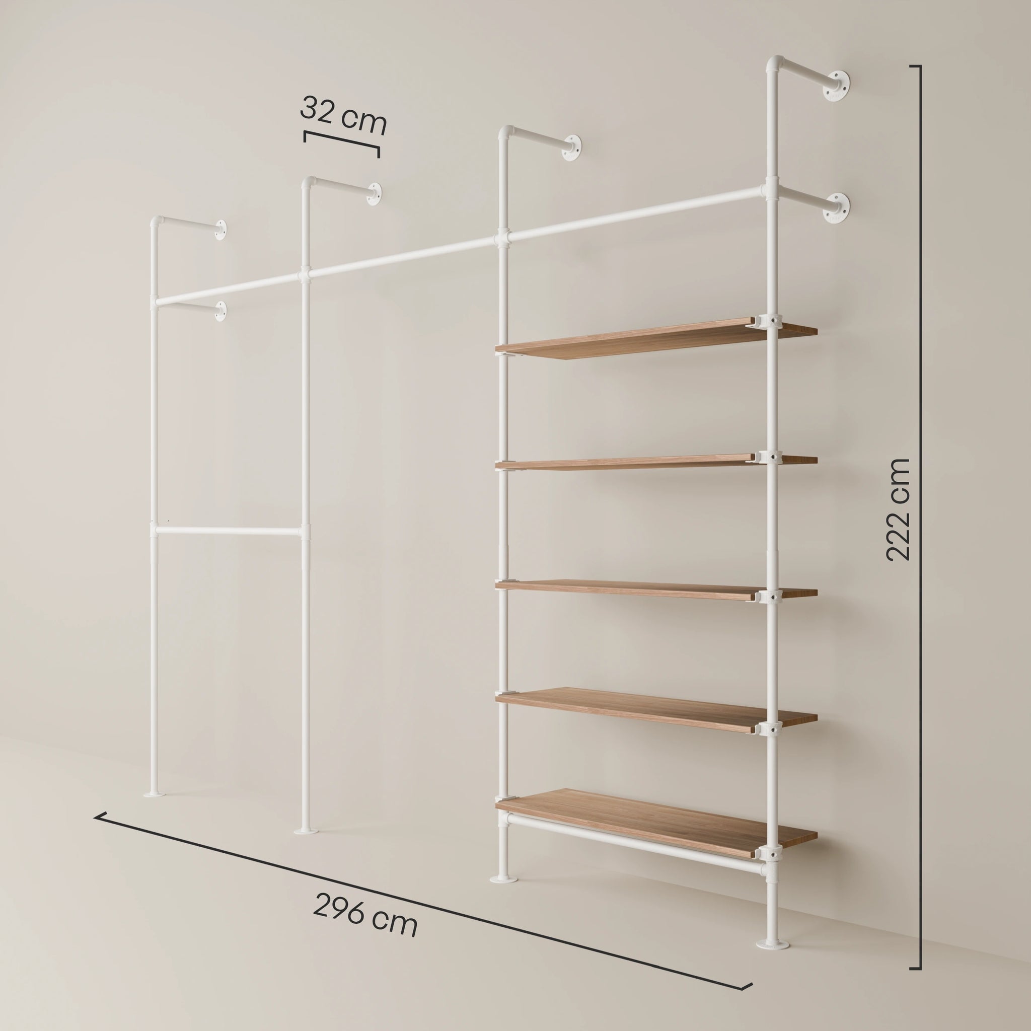 KIM DOUBLE 3 OAK – 5 shelves | white