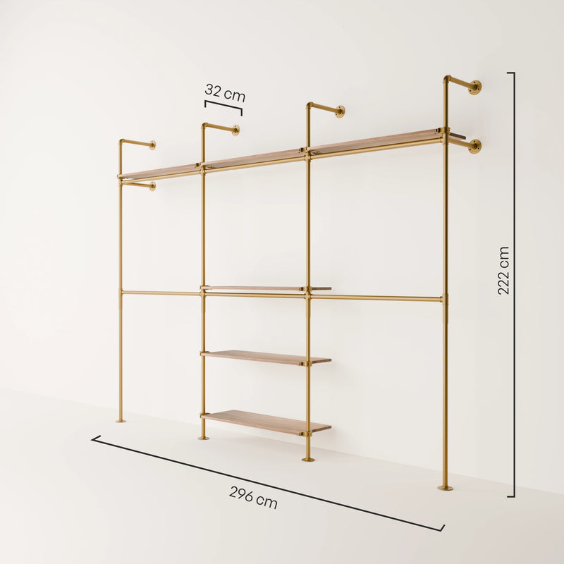 KIM DOUBLE 3 OAK –  6 Regalböden oben | Gold