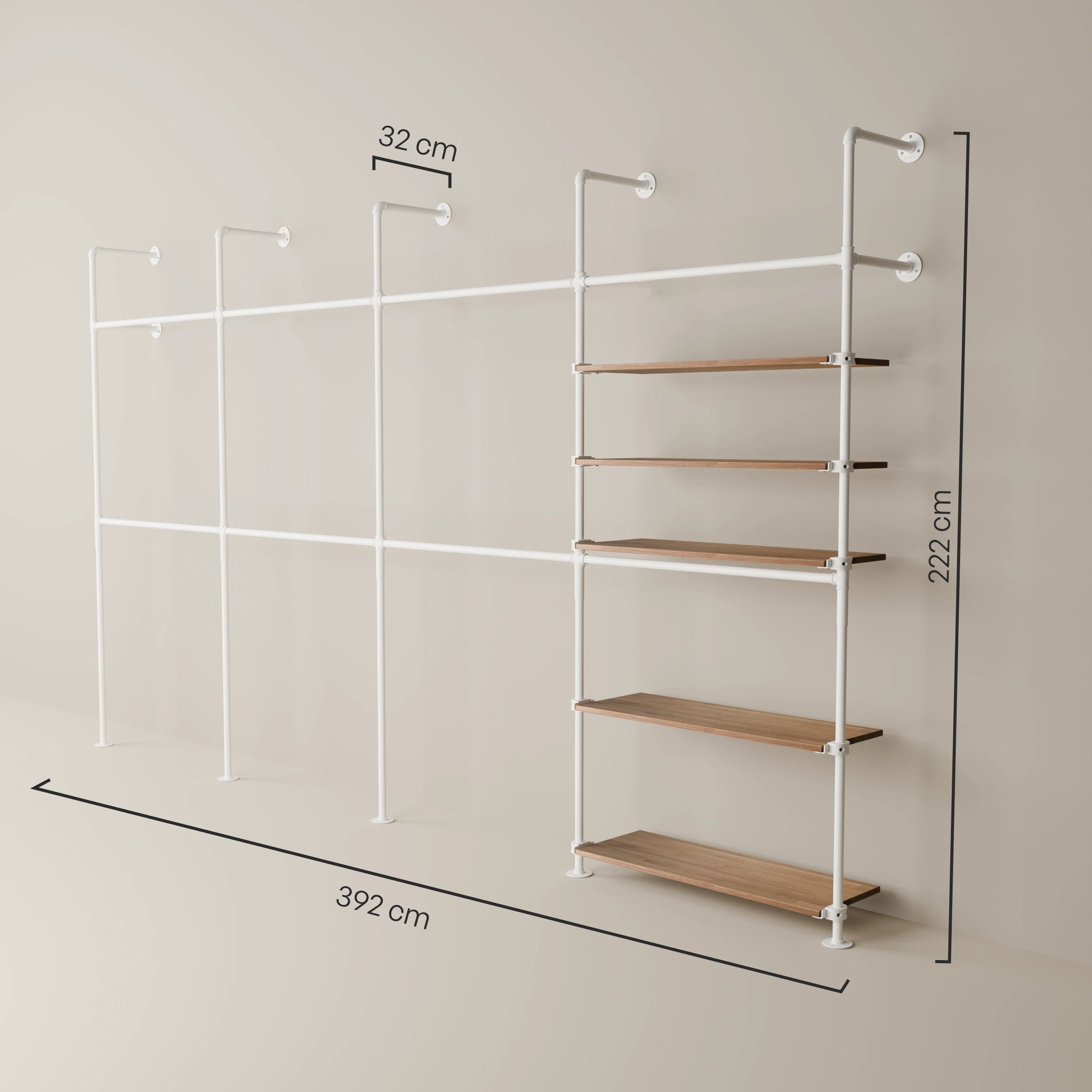 KIM DOUBLE 4 OAK – 5 shelves | white