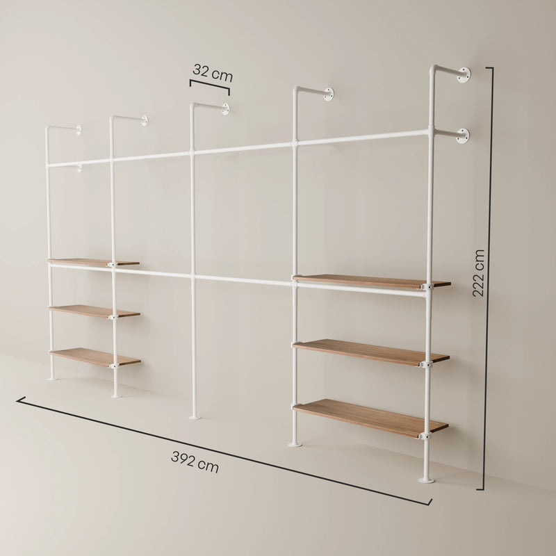 KIM DOUBLE 4 OAK – 6 Regalböden | Weiß
