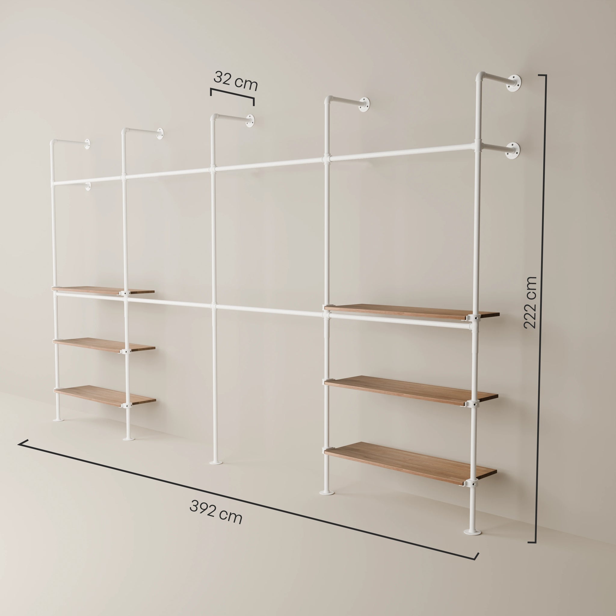 KIM DOUBLE 4 OAK – 6 shelves | white