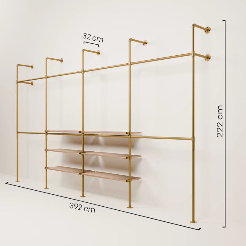 KIM DOUBLE 4 OAK – 6 Regalböden mittig | Gold