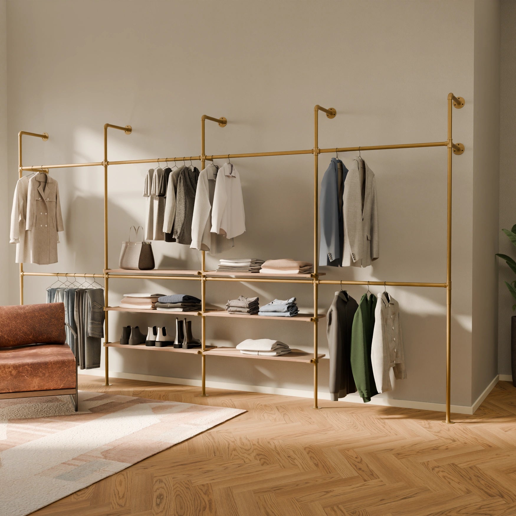 KIM DOUBLE 4 OAK – 6 étagères au centre | or