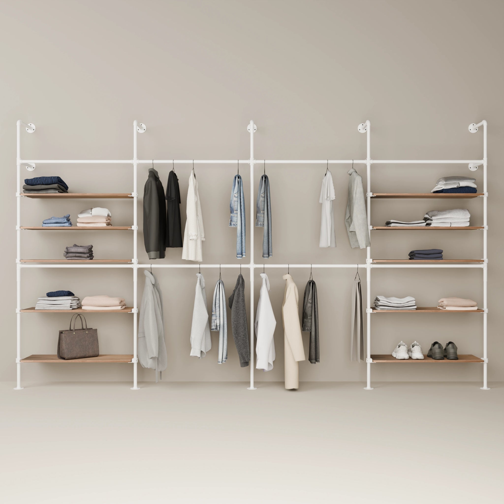 KIM DOUBLE 4 OAK –  10 shelves | white