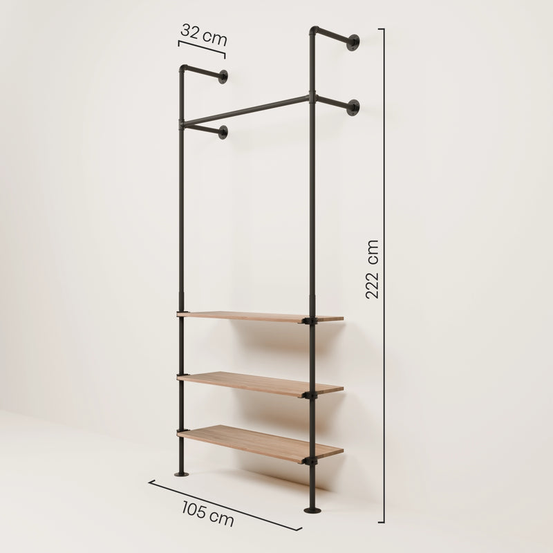 KIM 1 OAK 3 – Wall Coat Rack with Shelf