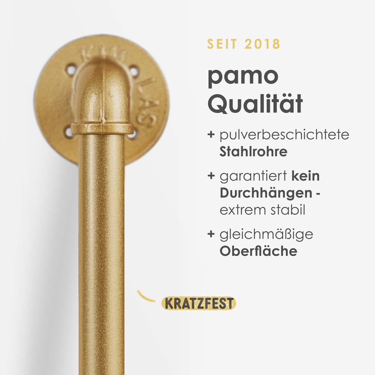 Garderobe Gold aus pulverbeschichteten Rohren