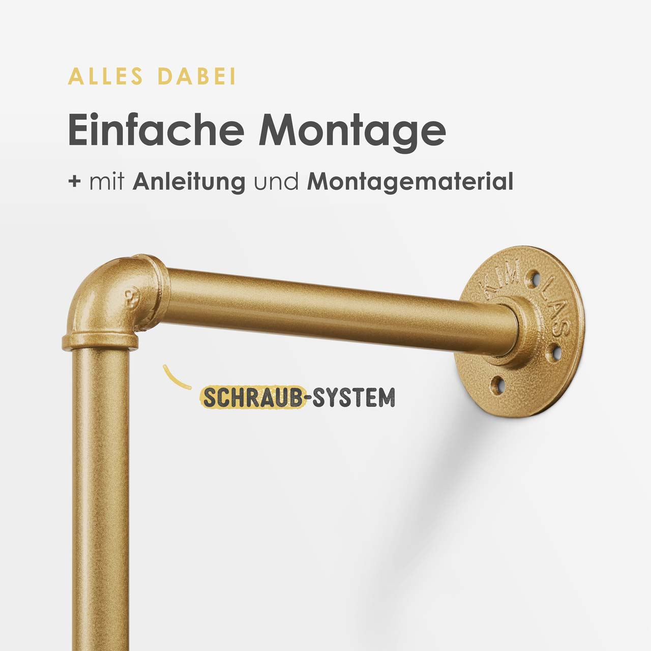 Garderobe Gold mit einfachem Aufbau