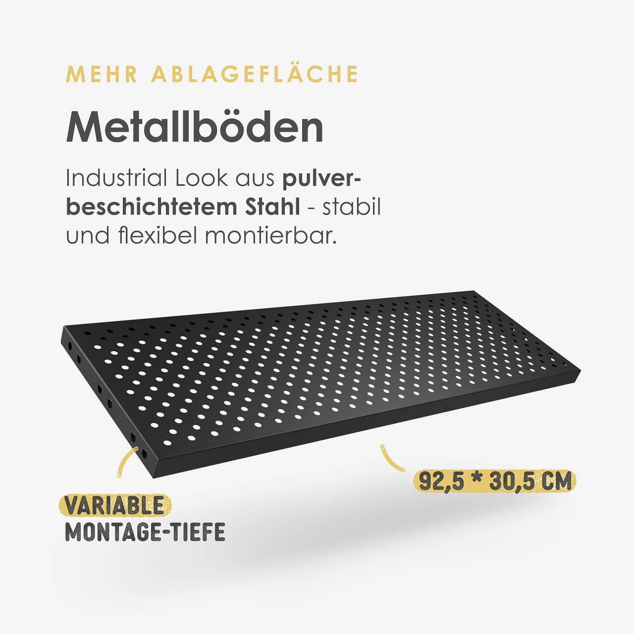 Ablagefläche aus Metall in matt schwarz