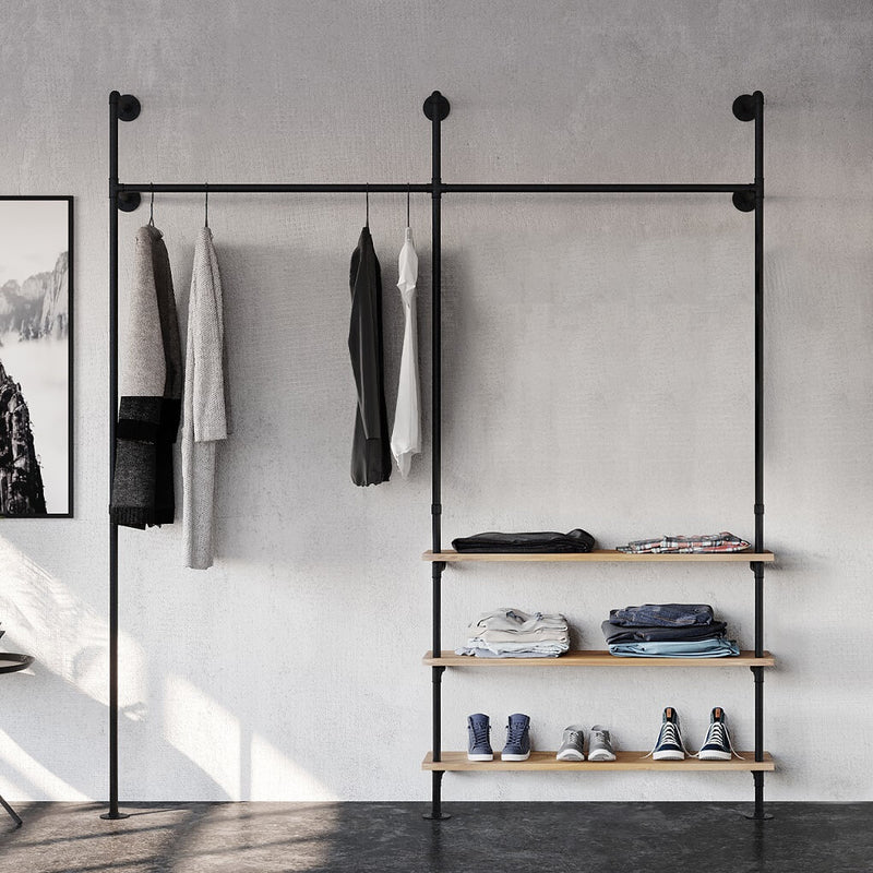 FRIDA OAK – Clothing rack with shelves